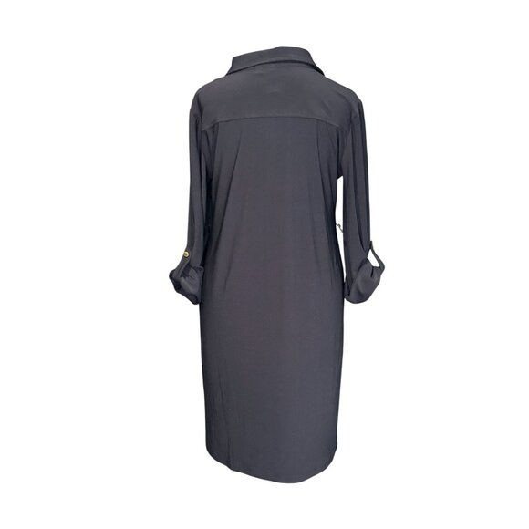 Emma & Michele Womens Black Button-Down Midi Shirt Dress M - Picture 3 of 11